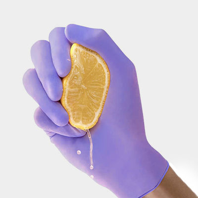 Prenda impermeable libre del polvo de goma largo de Mil Medical Nitrile Gloves Large de la púrpura 5