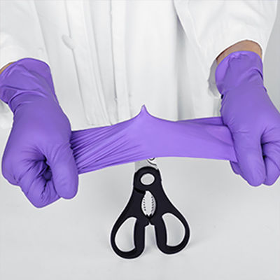 Prenda impermeable libre del polvo de goma largo de Mil Medical Nitrile Gloves Large de la púrpura 5
