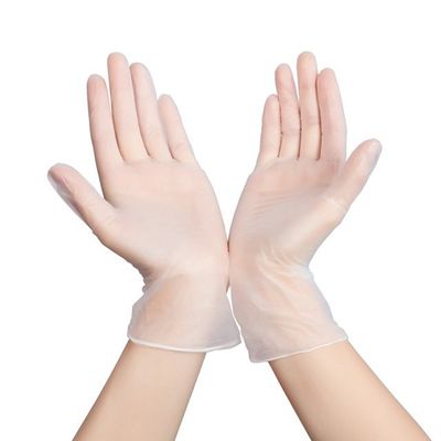 Guantes elásticos ácidos antis del PVC del vinilo de la protección de trabajo disponible transparente de los guantes