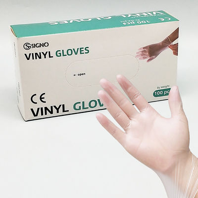 Guantes elásticos ácidos antis del PVC del vinilo de la protección de trabajo disponible transparente de los guantes