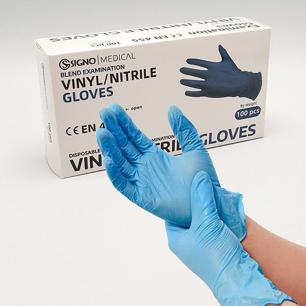 Guantes disponibles de la mezcla del nitrilo del vinilo del PVC de la talla media de los guantes del vinilo de la puntura anti