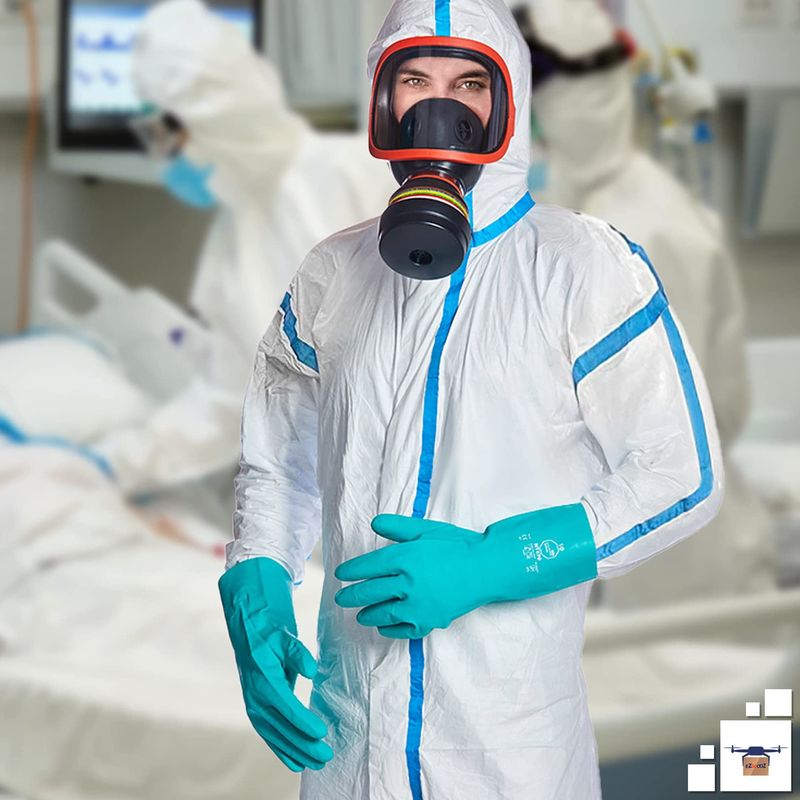 Ropa disponible llena del aislamiento del traje protector del cuerpo del tamaño del XL con el puño elástico encapuchado