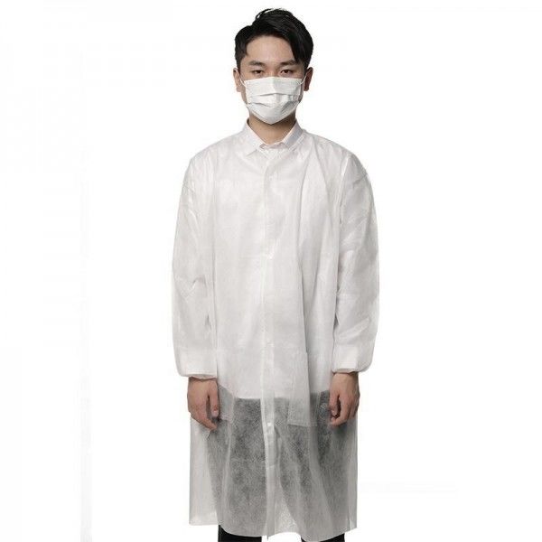 capa no tejida blanca del laboratorio de los vestidos disponibles del hospital de 35gsm SMS