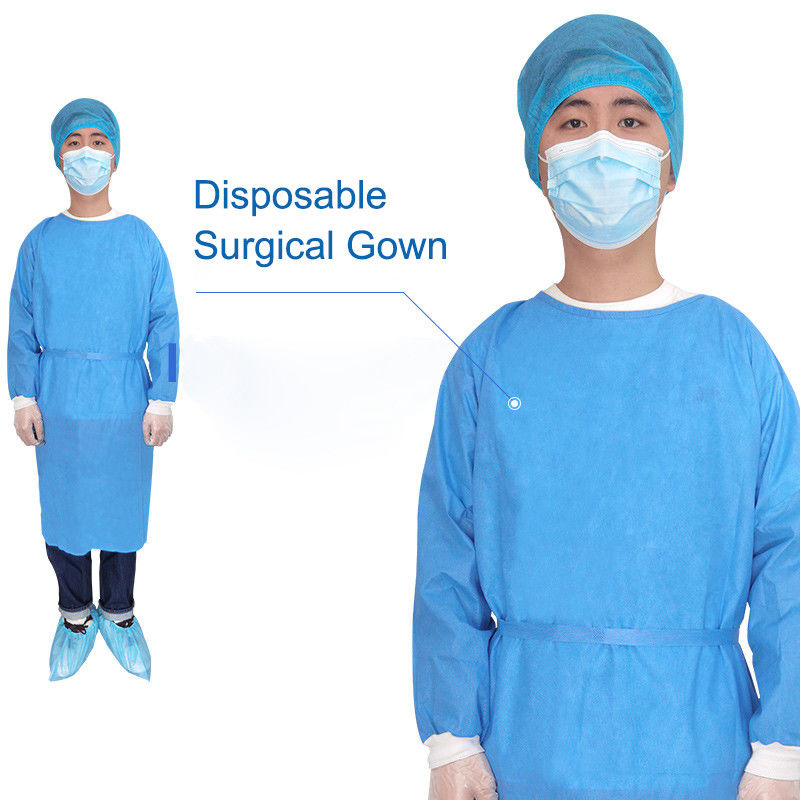 Vestido quirúrgico disponible no tejido de SMS del cuello en v elástico contra bacterias