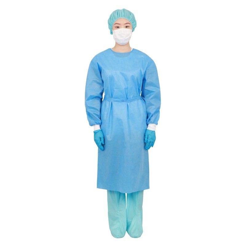 El aislamiento plástico azul reforzado 35gsm viste los vestidos disponibles no médicos del PE